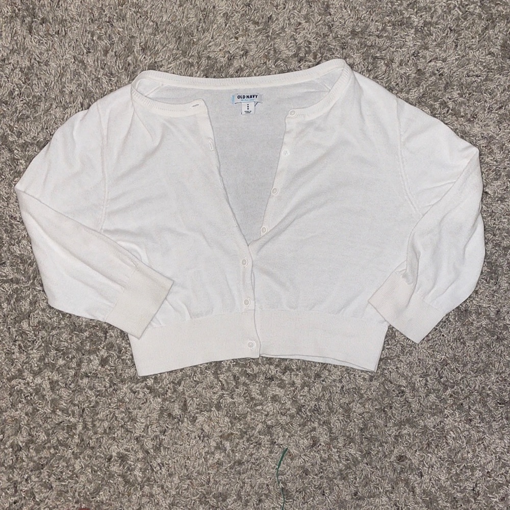 Old Navy White Cropped Short-Sleeve Cardigan
